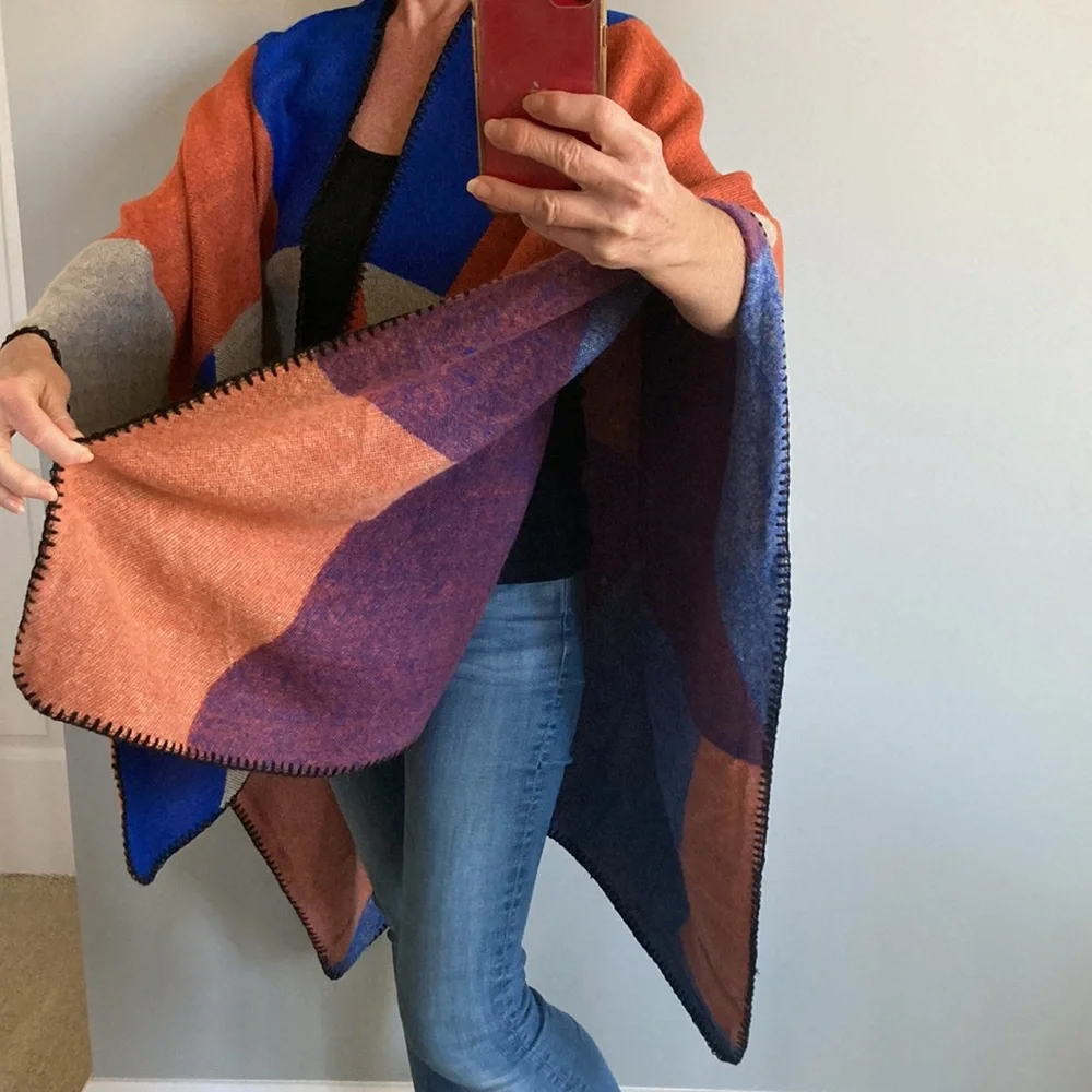 Color Block Open Cardigan Kimono - Picture 6 of 8